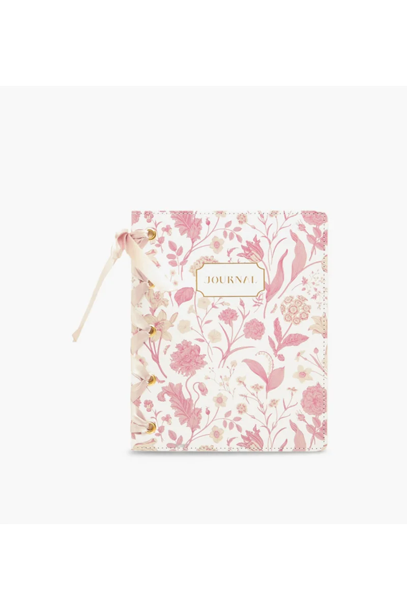 لايف ستايل Floral Print Hardcover Journal with Ribbon Binding - 80 Pages